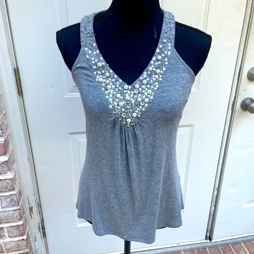 White House Black Market, Gray, Tank Top, Size XXS
